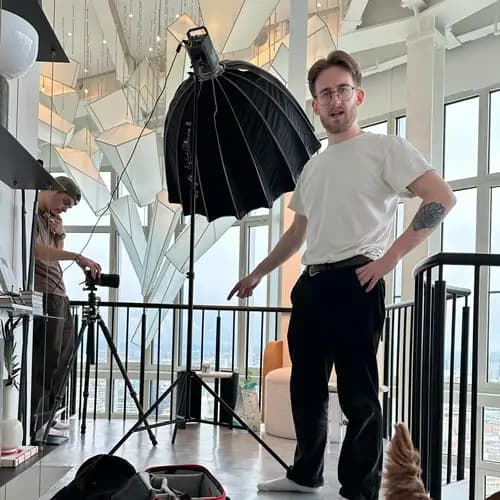 Joden Clash, founder of Clash Creation, on set