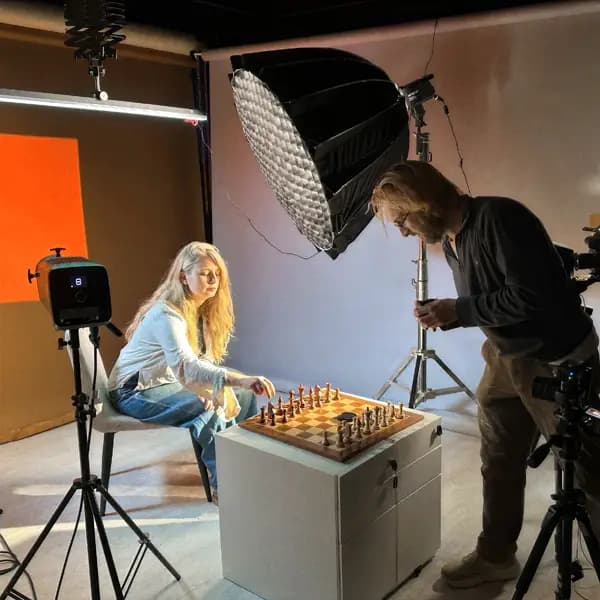 Gabe from Clash setting up a PharmaGambit studio shoot
