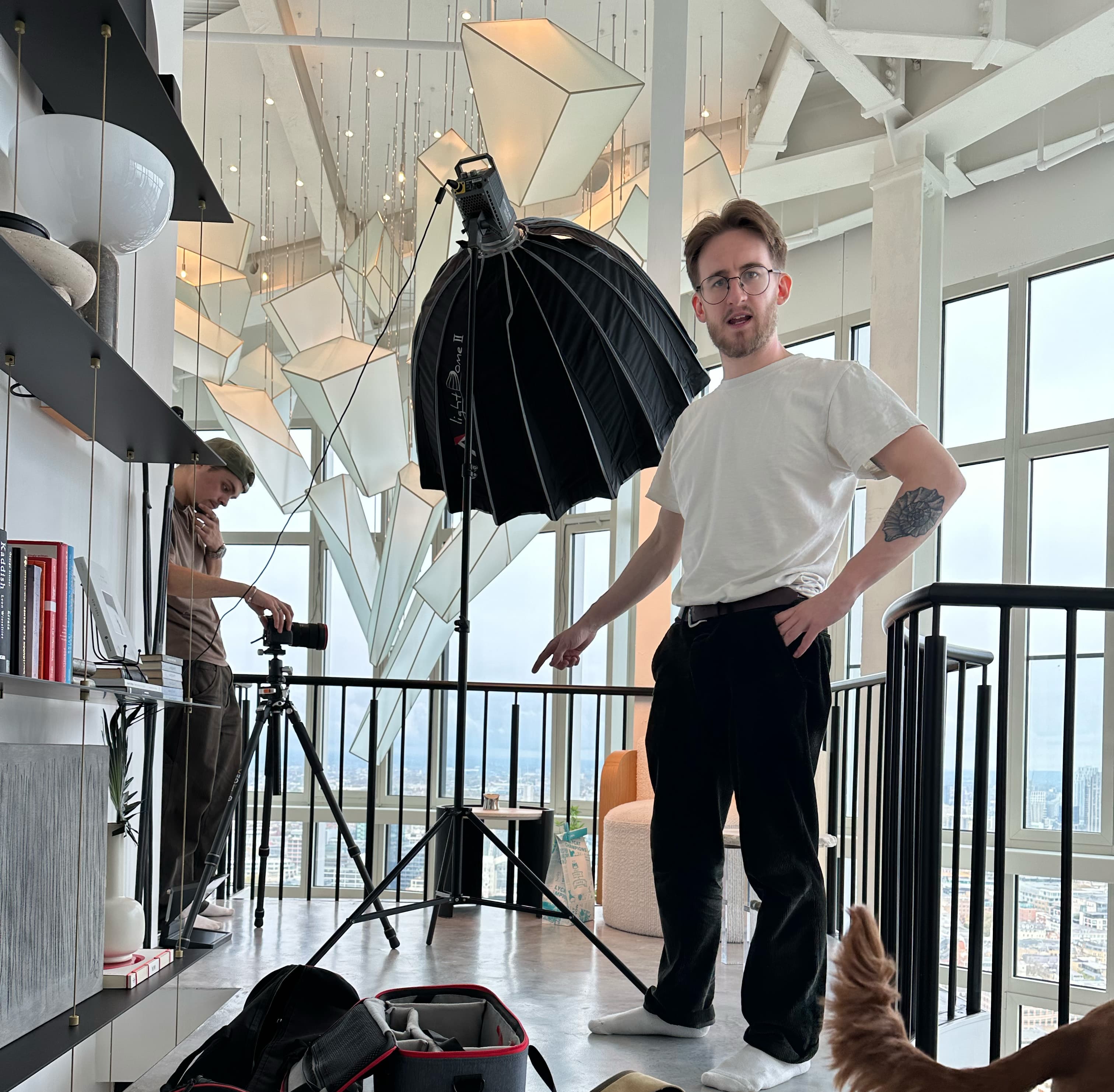 Joden on set during studio production