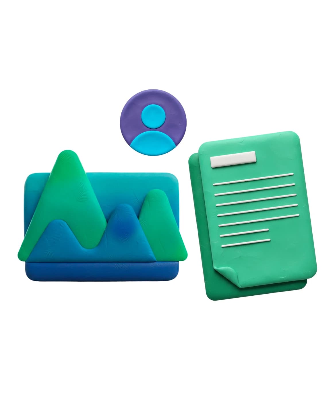 Clay media kit illustration with profile icon and document