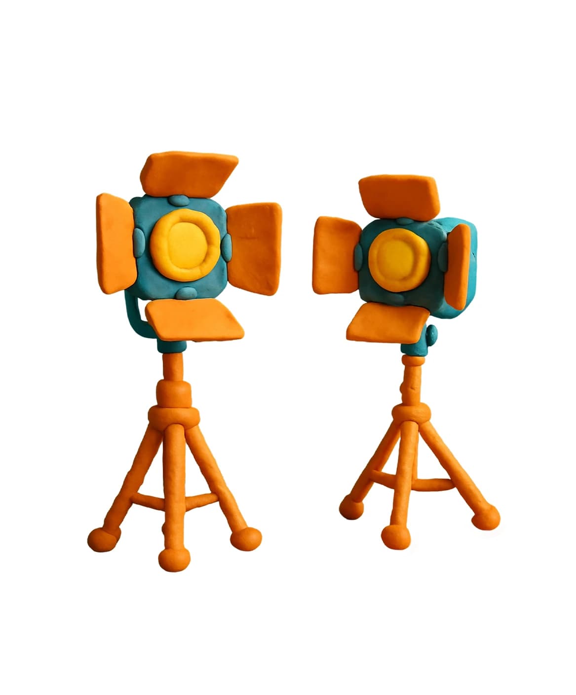 Clay studio lights representing filming sessions